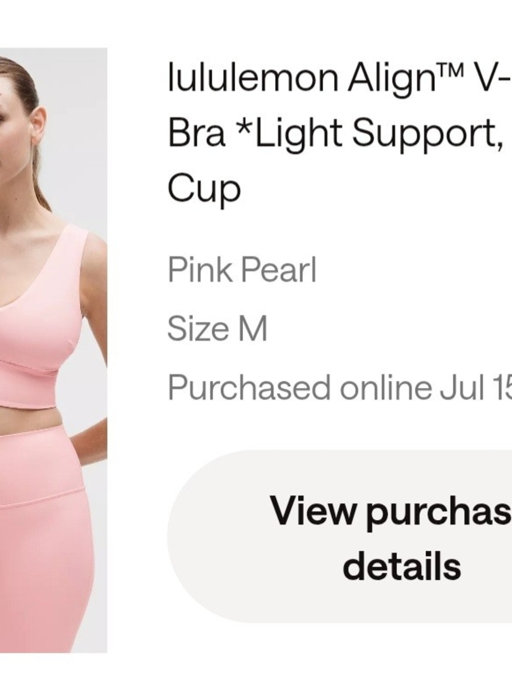 lululemon athletica Align V-Neck Light Support Bra — Pink Pearl